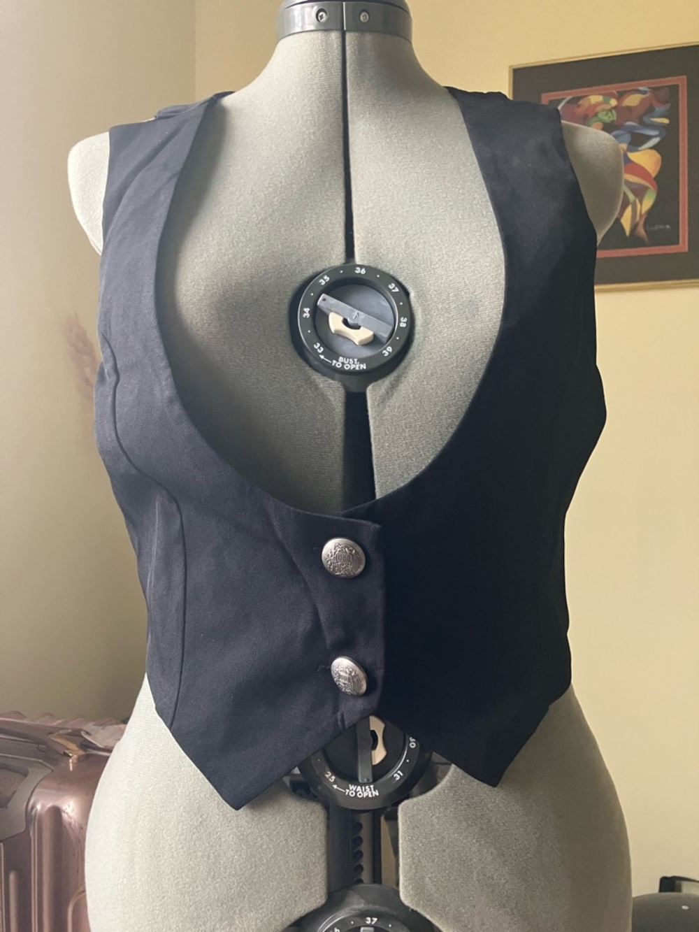 Black Button-Front Vest
